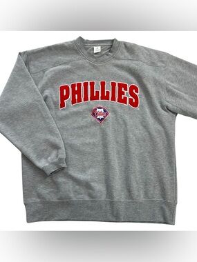 Vintage Adidas Philadelphia Phillies Crewneck Sweatshirt Gray Red Logo Men’s XL